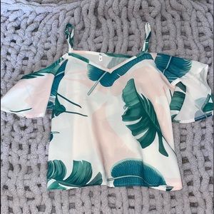 Cold shoulder tropical top